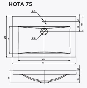 Раковина 1MarKa Нота new 48x75 Ц0000004400