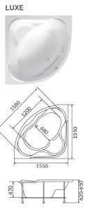 Ванна 1MarKa Luxe 155x155 01лю1515