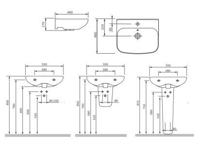 Раковина Am.Pm Like 55x46x17 C804221WH