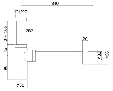 Сифон для раковины Paffoni 5x35.6x23.8 ZACC240BO