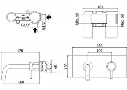 Смеситель Paffoni Light 25x17.6x10 LIG101HGSP/M