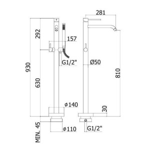 Смеситель Paffoni Light 14x28.1x93 LIG032BO