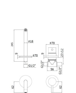 Смеситель Paffoni Light 15.7x24.5x9.7 LIG007ST70