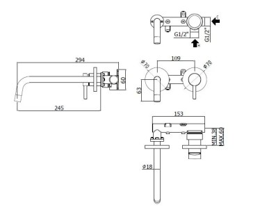 Смеситель Paffoni Light 15.7x24.5x9.8 LIG103HG70