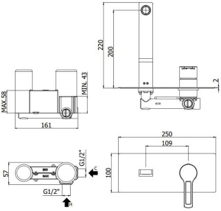 Смеситель Paffoni Ringo 25x22x10 RIN105BO