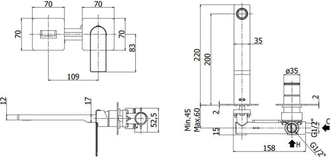 Смеситель Paffoni Tango 16.3x22x7 TA105CR70