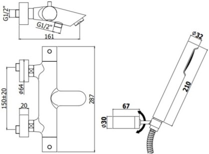 Смеситель Paffoni Light 28.7x16.1x21 LIQ023HG