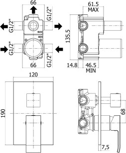 Смеситель Paffoni Elle 5.5x19x12 EL019CR/M