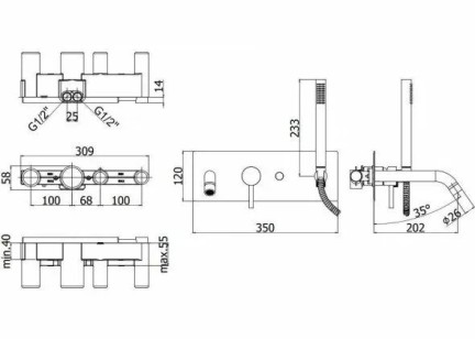 Смеситель Paffoni Light 35x20.2x12 LIG001BO