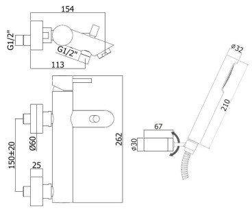 Смеситель Paffoni Light 26.2x15.4x6.2 LIG023HGSP