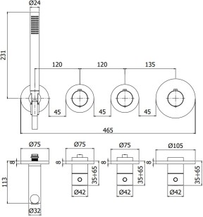 Смеситель Paffoni Modular Bo 46.5x11.3 MDE000NO