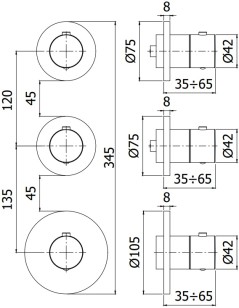 Смеситель Paffoni Modular Bo 34.5x6.5x10.5 MDE018ST