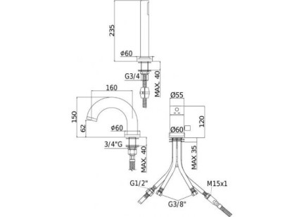 Смеситель Paffoni Light 6x20x23.5 LIG047BO