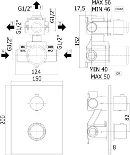 Смеситель Paffoni Light 5.2x20x20 LIQ519NO/M