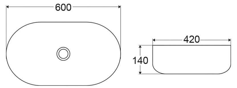 Накладная раковина BelBagno 42x60x14 BB1084-H301