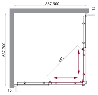 Душевой уголок BelBagno Uno 90x70x185 UNO-AH-2-90/70-P-Cr