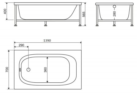 Акриловая ванна BelBagno 128.5x70x40 BB101-130-70