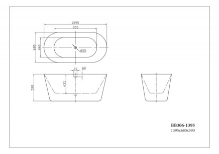 Акриловая ванна BelBagno 148.5x78x60 BB306-1485