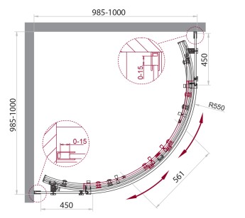 Душевой уголок BelBagno Acqua 100x100x195 ACQUA-R-2-100-C-NERO