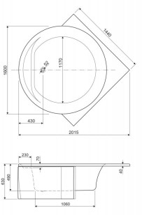 Акриловая ванна Cezares Серия FI 160x160x49 FI CORNER-160-160-49