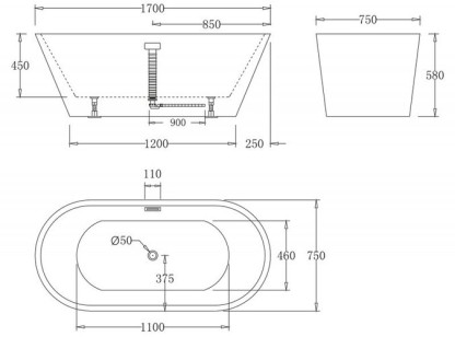 Акриловая ванна BelBagno 170x75x60 BB61-1700