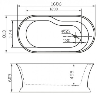 Акриловая ванна BelBagno 168.6x81.3x60.5 BB300