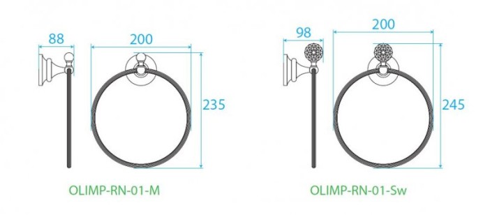 Полотенцедержатель кольцо Cezares Olimp OLIMP-RN-02-M