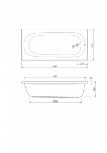 Акриловая ванна Cezares Piave 160x70x42 PIAVE-160-70-42-W37
