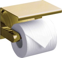 Держатель туалетной бумаги с полкой Edge золото 14x10x10 Rush ED77141 Gold