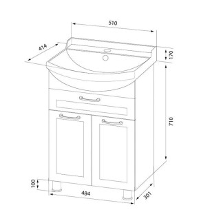 Тумба с раковиной Kantri 48.4x30.1x71 Iddis KAN50W3i95K