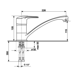 Смеситель для кухни GS0 графит 19x39x6 Mixline 533171