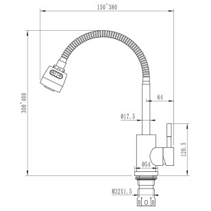 Смеситель для кухни MLSS-03 сатин 40x40x6.5 Mixline 505148