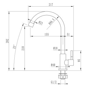 Смеситель для кухни MLSS-03 сатин 28.2x40x6.5 Mixline 518614