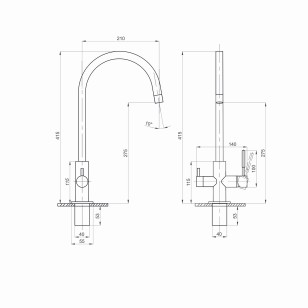 Смеситель для кухни MLSS-03 серый 41.5x47x6.5 Mixline 543624