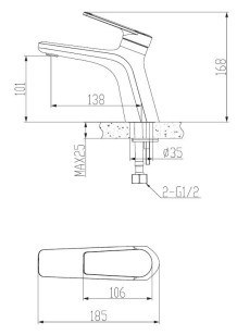 Смеситель для раковин Baku хром x18.5x16.8 Esko BK 26