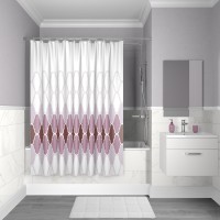 Штора для ванной Decor розовый, белый 180x200 Iddis D06P218i11