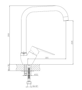 Смеситель для кухни Delhi хром x18.5x28 Esko DL 06