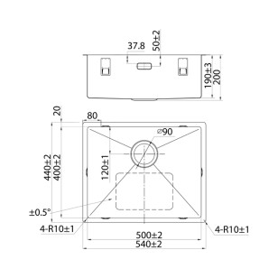 Мойка кухонная подстольного монтажа Edifice графит 54x20 Iddis EDI54G0i77