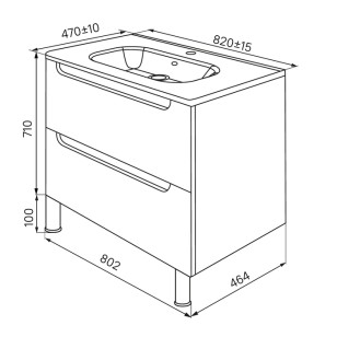 Тумба с раковиной Edifice 80.2x47x81 Iddis EDI80WFi95K