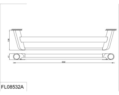 Полотенцедержатель двойной Flores хром 65x13.6x4.1 Rush FL08532A