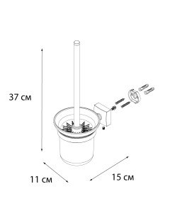 Ершик для туалета Kvadro хром 11x15x37 Fixsen FX-61313