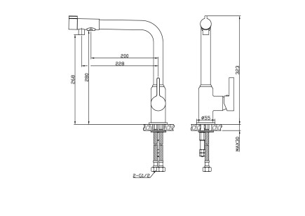 Смеситель для кухни K23 хром x22.8x32.3 Esko K23