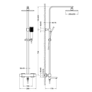 Душевая система Tetra-thermo черный Timo SX-0169/03