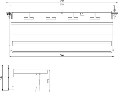 Полка для полотенец Edge хром 61x23x14 Rush ED77622