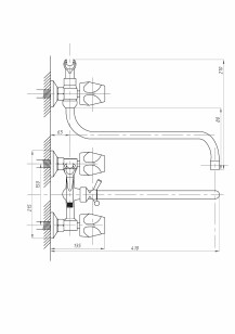 Смеситель для ванны и душа хром Fauzt FZs-428-63
