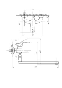 Смеситель для ванны и душа хром Fauzt FZs-814-115