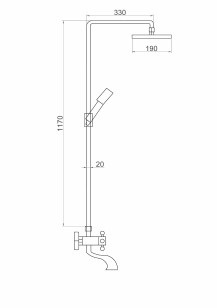 Душевая система со смесителем хром 21x42.5x117 Fauzt FZs-302
