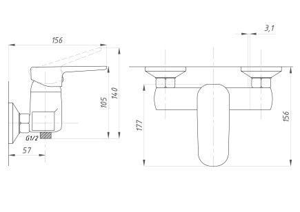 Смеситель для ванны и душа Серия-200 хром 20x15.6x14 ПСМ-Профсан PSM-200-4