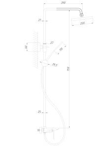 Душевая система со смесителем ДИЗАЙН хром 19x50x75-115 ПСМ-Профсан PSM-500-8