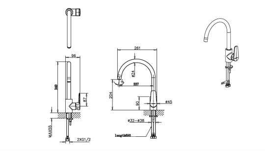 Смеситель для кухни Source черный 26.1x9.6x34 Bravat F7173218BW-ENG